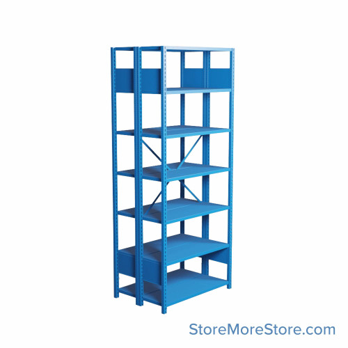 Industrial Shelving, 36" W x 24" D x 87" H, Open Back-to-Back Shelving, 14 Shelves