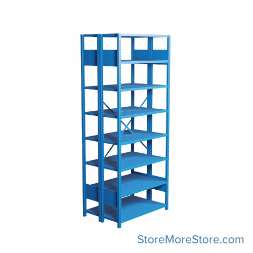 Industrial Shelving, 36" W x 24" D x 87" H, Open Back-to-Back Shelving, 16 Shelves