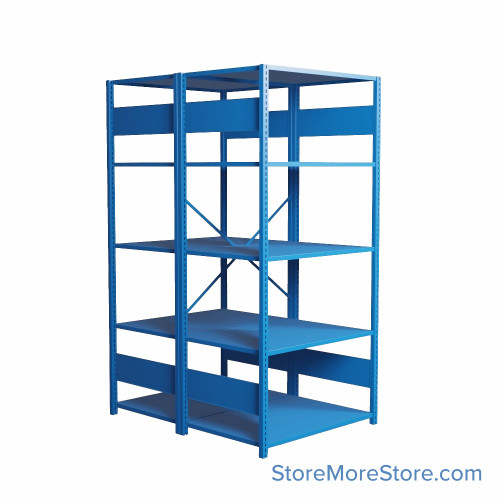 Industrial Shelving, 48" W x 24" D x 75" H, Open Back-to-Back Shelving, 10 Shelves