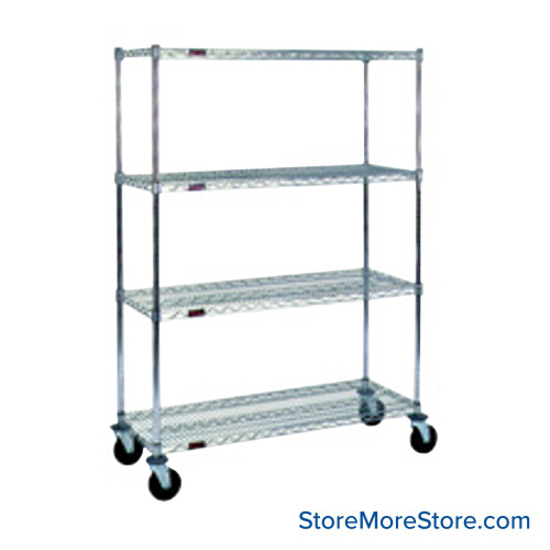 Wire Shelf Cart, 60" W x 24" D, Zinc Coating