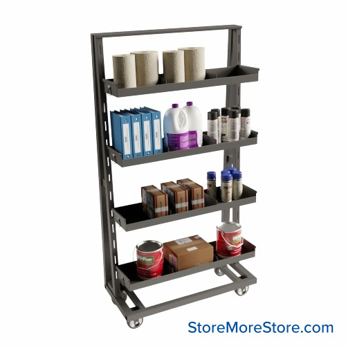 Cart with Removable Trays, 24" Deep, 4 Trays, 3" Closed Tray Fronts