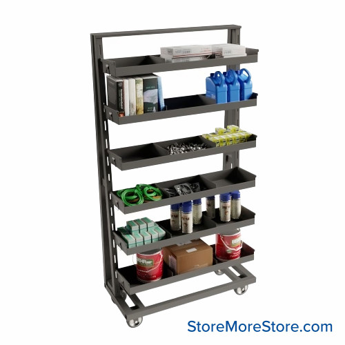 Cart with Removable Trays, 24" Deep, 6 Trays, 3" Closed Tray Fronts