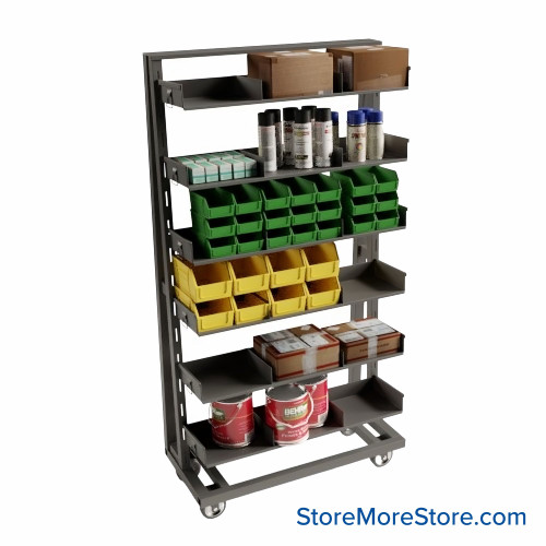 Cart with Removable Trays, 24" Deep, 6 Trays, Open Tray Fronts