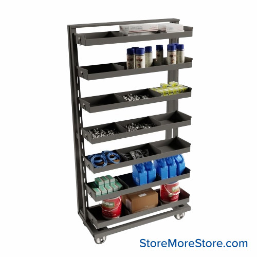 Cart with Removable Trays, 24" Deep, 7 Trays, 3" Closed Tray Fronts
