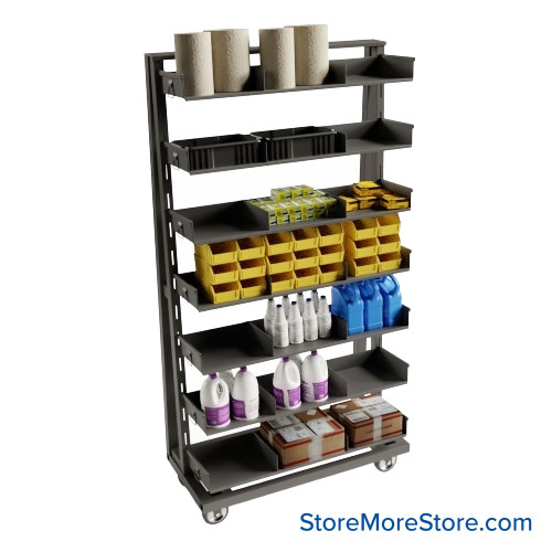 Cart with Removable Trays, 24" Deep, 7 Trays, Open Tray Fronts