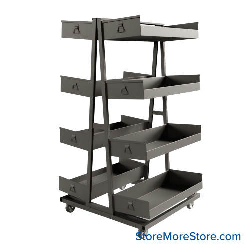 Cart with Removable Trays, 40" Deep, 8 Trays, 3" Closed Tray Fronts