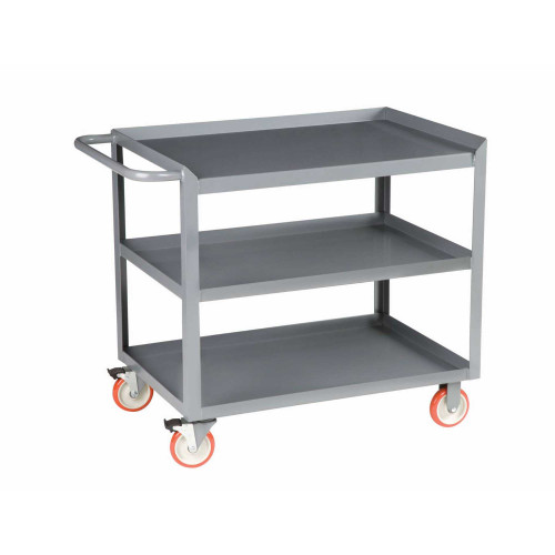 Rolling Shelf Cart, 48" W x 24" D x 58" H, Three Shelves, 1.5" Retaining Lip on Top 3 Sides