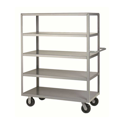 Rolling Shelf Cart, 48" W x 24" D x 63.5" H, Five Shelves, Flush Shelves