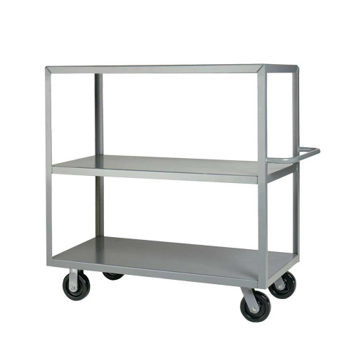 Rolling Shelf Cart, 60" W x 30" D x 45" H, Three Shelves, Flush Shelves