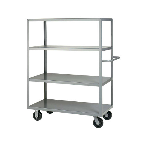 Rolling Shelf Cart, 48" W x 30" D x 63.5" H, Four Shelves, Flush Shelves