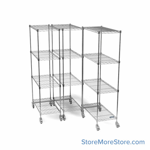 Pull Out Stainless Steel Wire Shelving, 60" W x 36" D x 79" H, 3 Pull-Out Units, 18" Shelf Depth