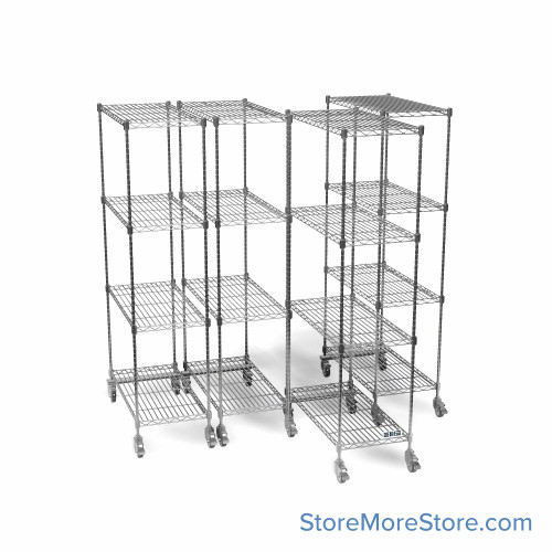 Pull Out Stainless Steel Wire Shelving, 81" W x 36" D x 79" H, 4 Pull-Out Units, 18" Shelf Depth
