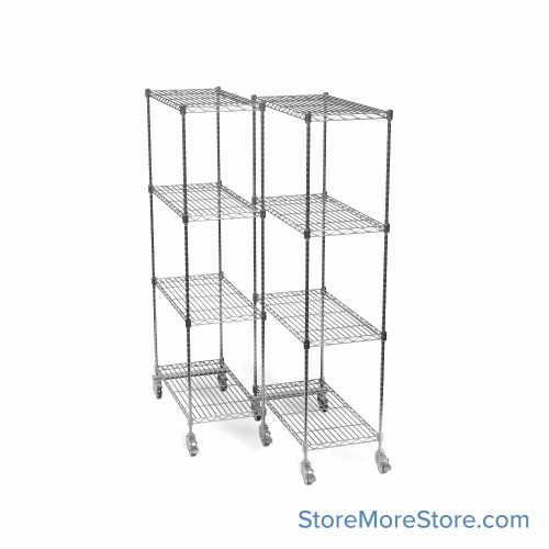 Pull Out Stainless Steel Wire Shelving, 39" W x 36" D x 91" H, 2 Pull-Out Units, 18" Shelf Depth