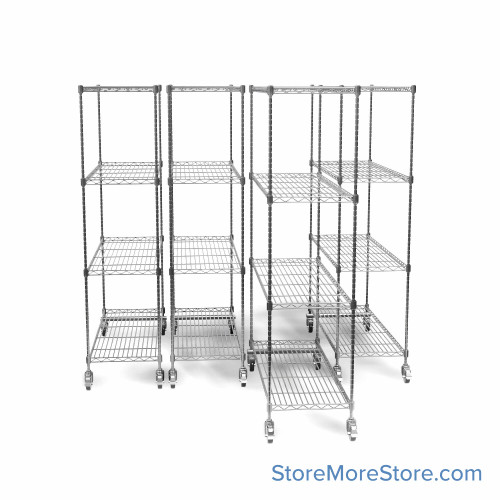 Pull Out Stainless Steel Wire Shelving, 81" W x 48" D x 79" H, 4 Pull-Out Units, 18" Shelf Depth