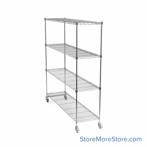 Pull Out Stainless Steel Wire Shelving, 18" W x 72" D x 79" H, Includes Pull-Out Units, 18" Shelf Depth