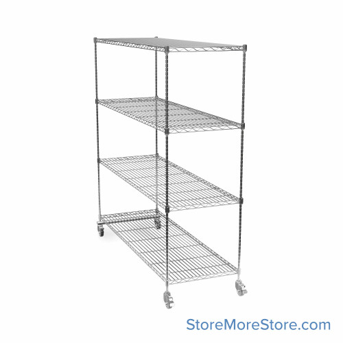 Pull Out Stainless Steel Wire Shelving, 24" W x 72" D x 79" H, Includes Pull-Out Units, 24" Shelf Depth