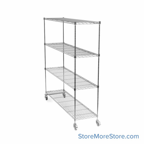 Pull Out Stainless Steel Wire Shelving, 18" W x 72" D x 91" H, Includes Pull-Out Units, 18" Shelf Depth