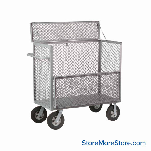 Industrial Storage Carts, 48" W x 30" D x 47" H, Four Sided With Top Locking Cover, Mesh Sides