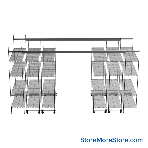 Top Track Shelving, 48" W x 48" D x 86" H, 48"W x 18"D Shelf Dimensions, 4 Adjustable Shelfs