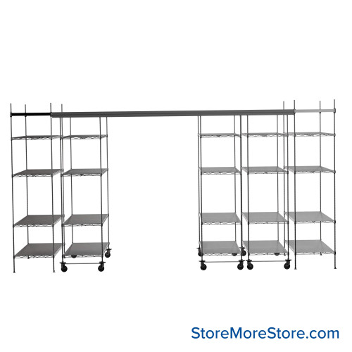 Top Track Shelving, 180" W x 60" D x 86" H, 60"W x 24"D Shelf Dimensions, 4 Adjustable Shelfs