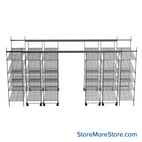 Top Track Shelving, 192" W x 48" D x 86" H, 48"W x 24"D Shelf Dimensions, 5 Adjustable Shelfs