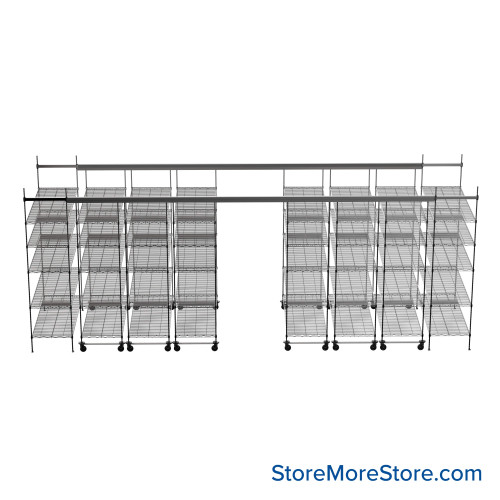Top Track Shelving, 240" W x 60" D x 86" H, 60"W x 24"D Shelf Dimensions, 5 Adjustable Shelfs