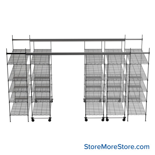 Top Track Shelving, 168" W x 48" D x 86" H, 48"W x 24"D Shelf Dimensions, 5 Adjustable Shelfs