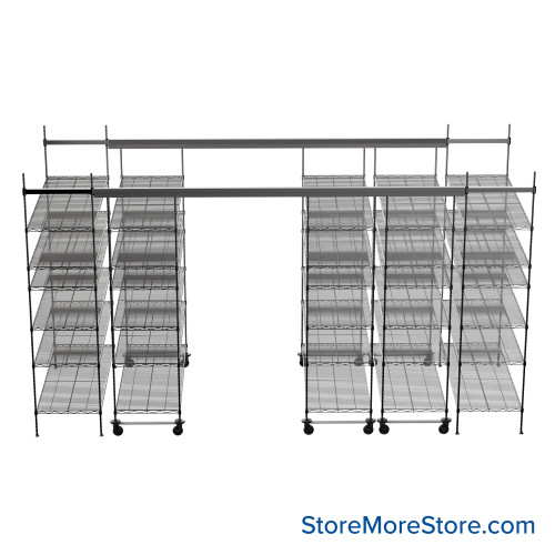 Top Track Shelving, 168" W x 48" D x 86" H, 48"W x 24"D Shelf Dimensions, 6 Adjustable Shelfs