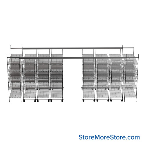 Top Track Shelving, 240" W x 60" D x 86" H, 60"W x 24"D Shelf Dimensions, 7 Adjustable Shelfs