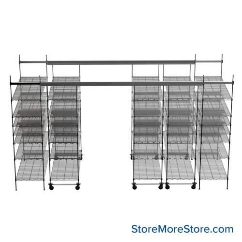 Top Track Shelving, 168" W x 48" D x 86" H, 48"W x 24"D Shelf Dimensions, 7 Adjustable Shelfs