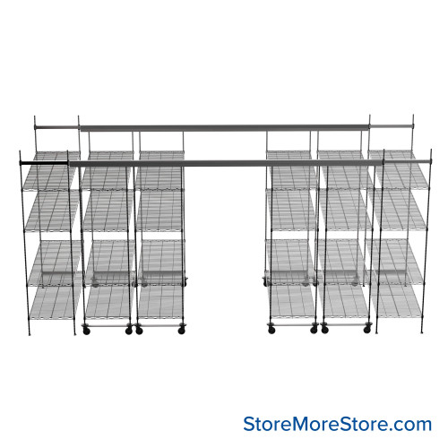 Top Track Shelving, 192" W x 60" D x 86" H, 60"W x 24"D Shelf Dimensions, 4 Adjustable Shelfs