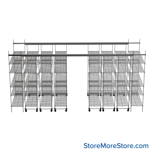 Top Track Shelving, 192" W x 48" D x 86" H, 48"W x 18"D Shelf Dimensions, 5 Adjustable Shelfs