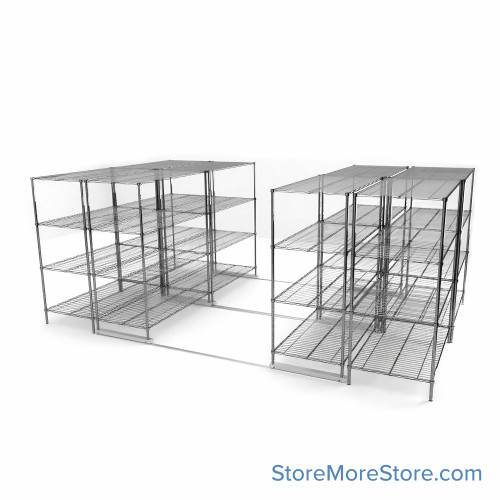 High Density Wire Shelving, 192" W x 120" D x 77" H, 8 Shelves, 36" Shelf Depth