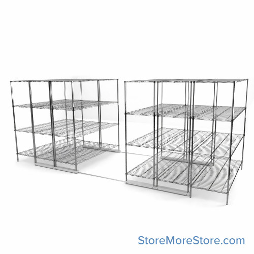 High Density Wire Shelving, 192" W x 72" D x 77" H, 8 Shelves, 24" Shelf Depth