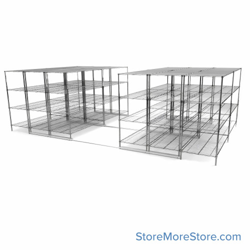 High Density Wire Shelving, 264" W x 144" D x 77" H, 8 Shelves, 36" Shelf Depth