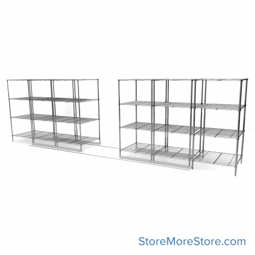 High Density Wire Shelving, 264" W x 36" D x 77" H, 8 Shelves, 36" Shelf Depth