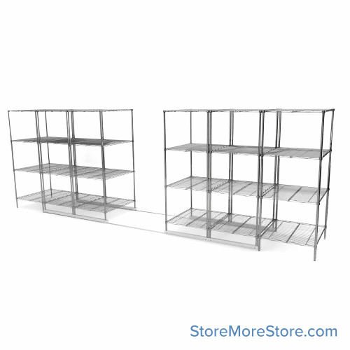 High Density Wire Shelving, 228" W x 36" D x 77" H, 8 Shelves, 30" Shelf Depth
