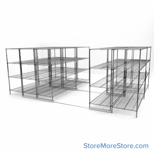 High Density Wire Shelving, 192" W x 132" D x 77" H, 8 Shelves, 30" Shelf Depth