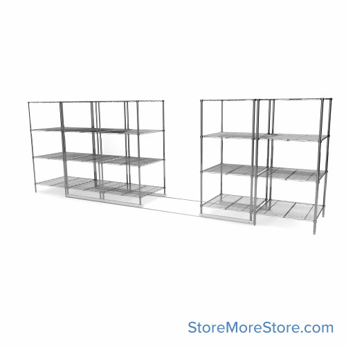 High Density Wire Shelving, 228" W x 36" D x 77" H, 8 Shelves, 36" Shelf Depth