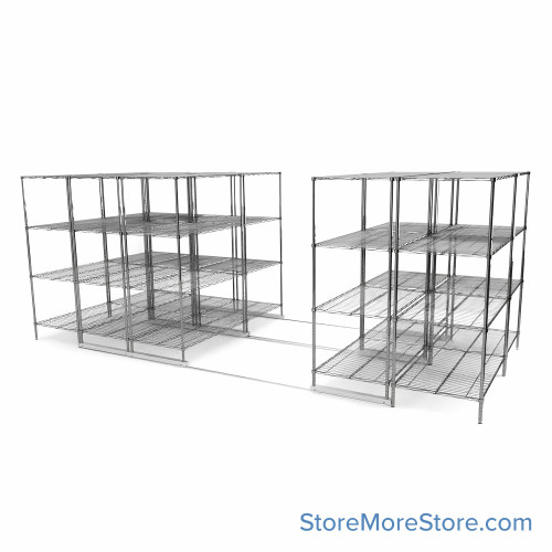 High Density Wire Shelving, 192" W x 84" D x 77" H, 8 Shelves, 30" Shelf Depth