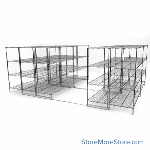 High Density Wire Shelving, 192" W x 144" D x 77" H, 8 Shelves, 30" Shelf Depth