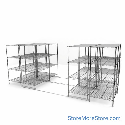 High Density Wire Shelving, 192" W x 84" D x 77" H, 8 Shelves, 36" Shelf Depth