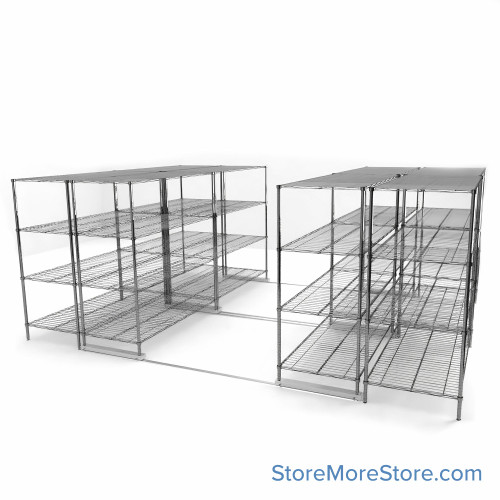 High Density Wire Shelving, 192" W x 144" D x 77" H, 8 Shelves, 36" Shelf Depth