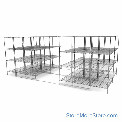 High Density Wire Shelving, 192" W x 96" D x 77" H, 8 Shelves, 24" Shelf Depth