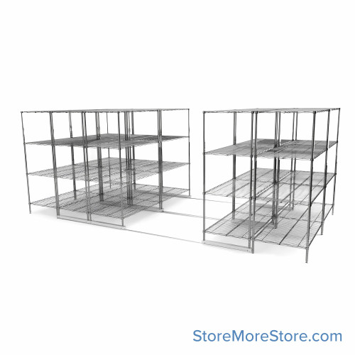 High Density Wire Shelving, 192" W x 96" D x 77" H, 8 Shelves, 30" Shelf Depth