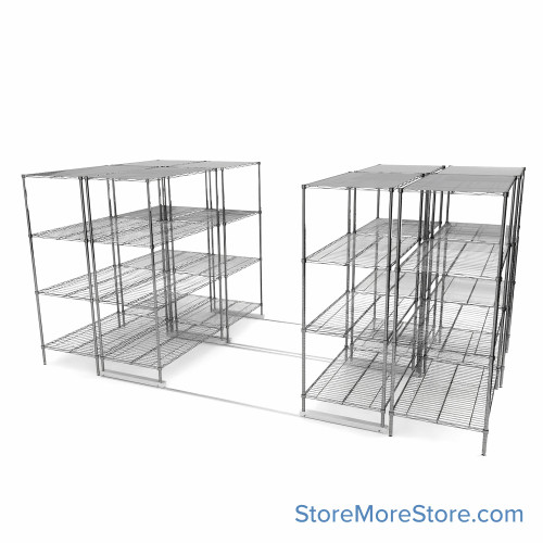 High Density Wire Shelving, 168" W x 84" D x 77" H, 8 Shelves, 30" Shelf Depth