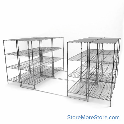 High Density Wire Shelving, 168" W x 108" D x 77" H, 8 Shelves, 30" Shelf Depth