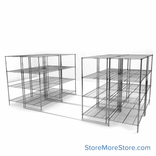 High Density Wire Shelving, 192" W x 96" D x 77" H, 8 Shelves, 36" Shelf Depth