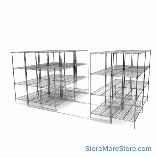 High Density Wire Shelving, 168" W x 96" D x 77" H, 8 Shelves, 24" Shelf Depth