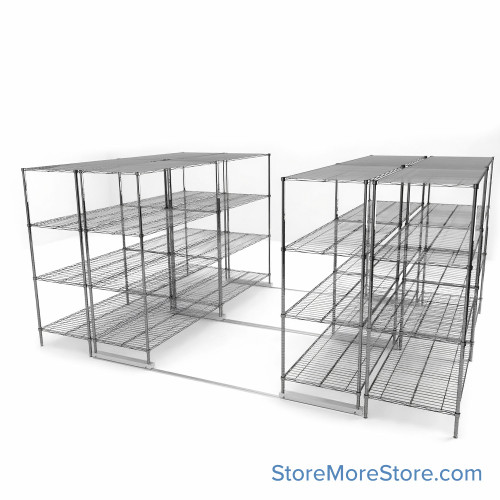 High Density Wire Shelving, 168" W x 120" D x 77" H, 8 Shelves, 30" Shelf Depth